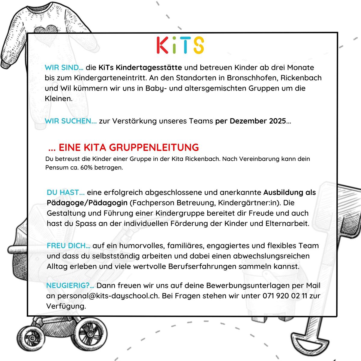 Kita Stelle als Gruppenleitung in Rickenbach bei Wil TG, ca. 60%