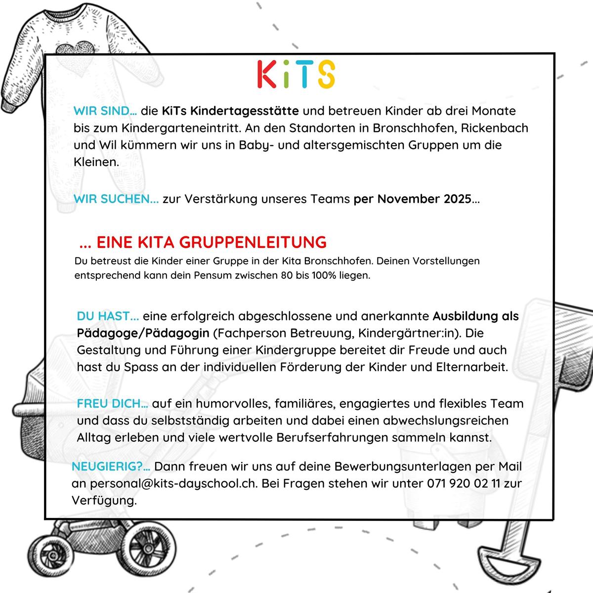 Kita Gruppenleitung Stelle in Bronschhofen AG, 80-100%