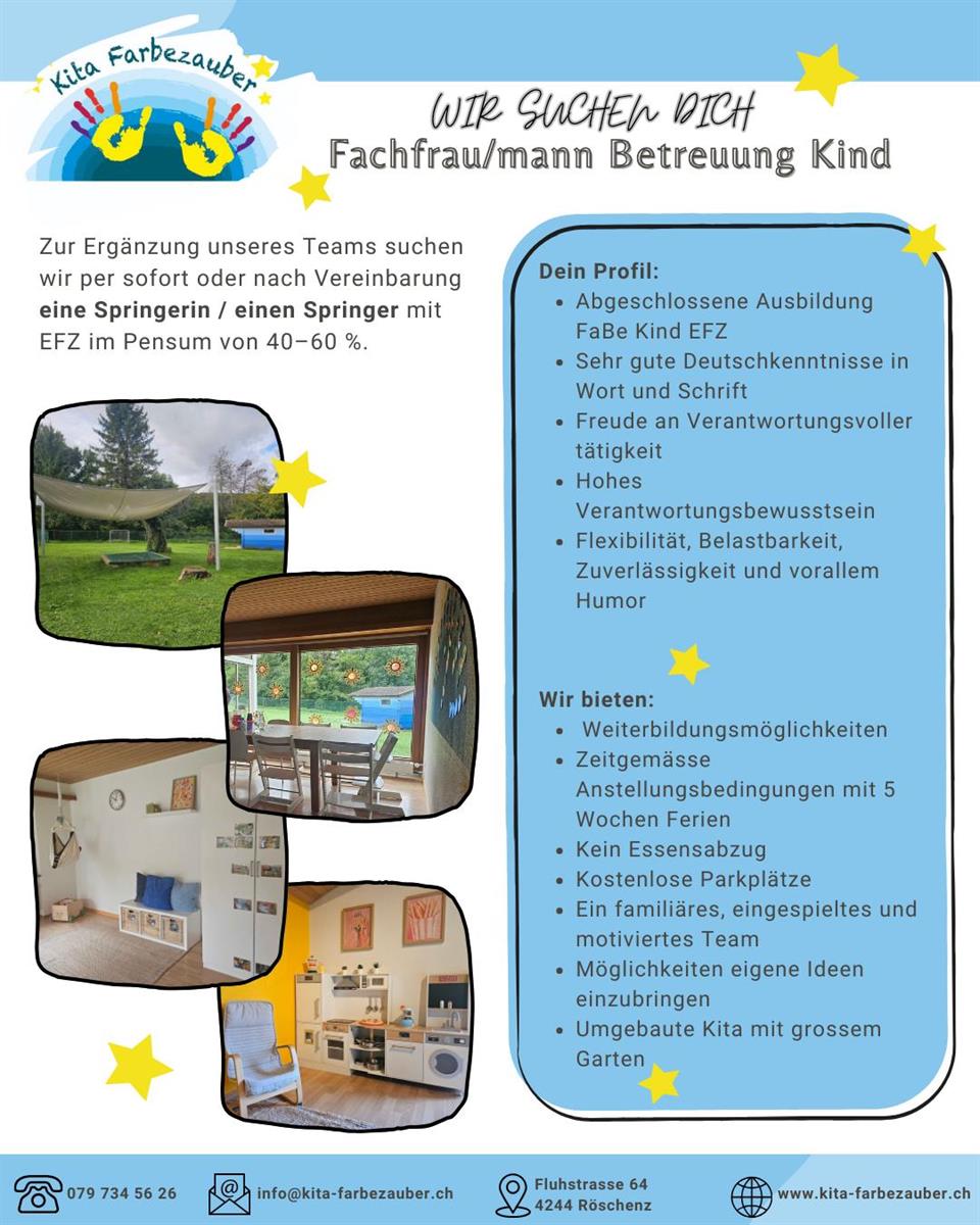 FaBe Kind Stelle als SpringerIn, 40-60%, Röschenz BL